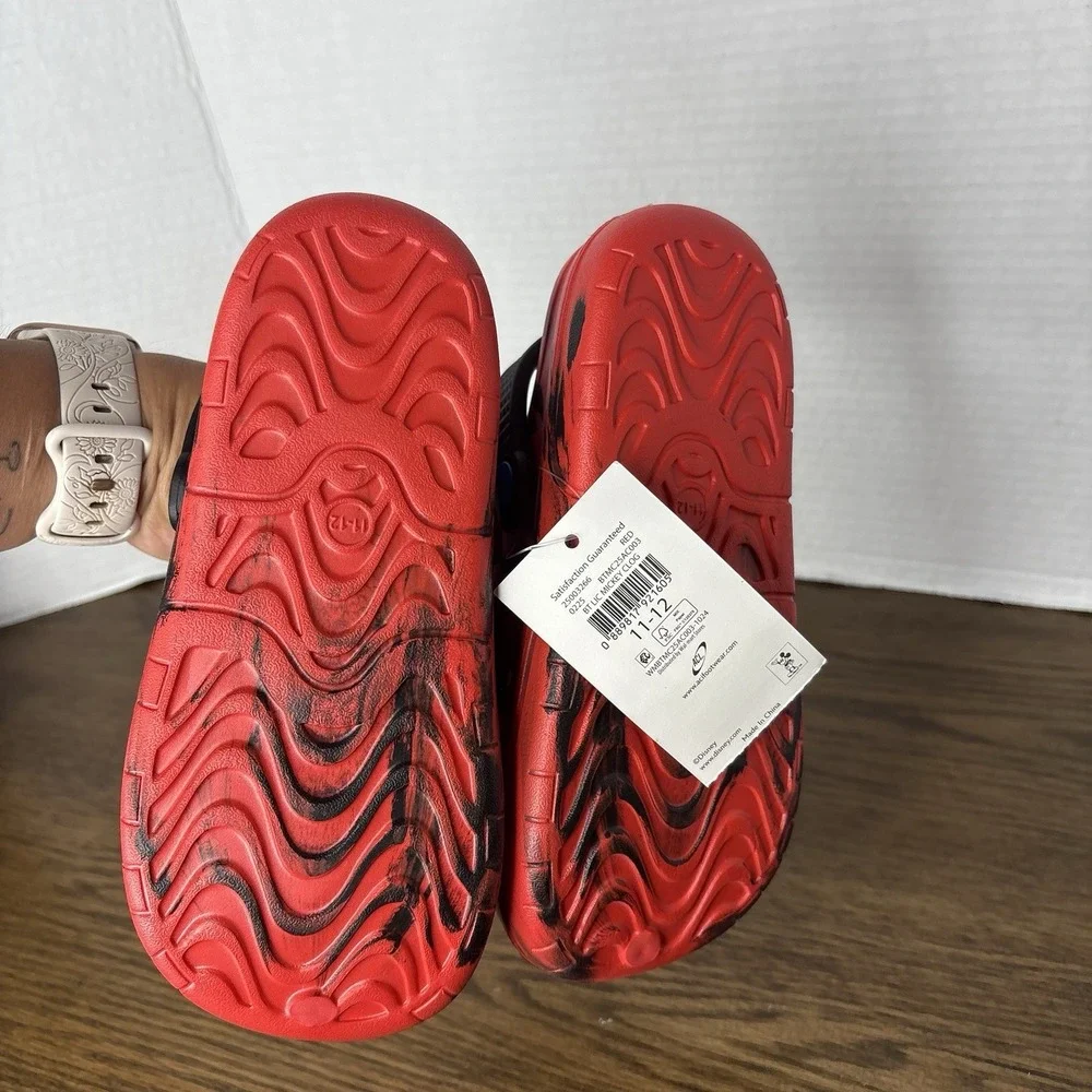 Disney Mickey Mouse Toddlers Red Clogs Slides Back Strap Shoes Unisex Size 11-12